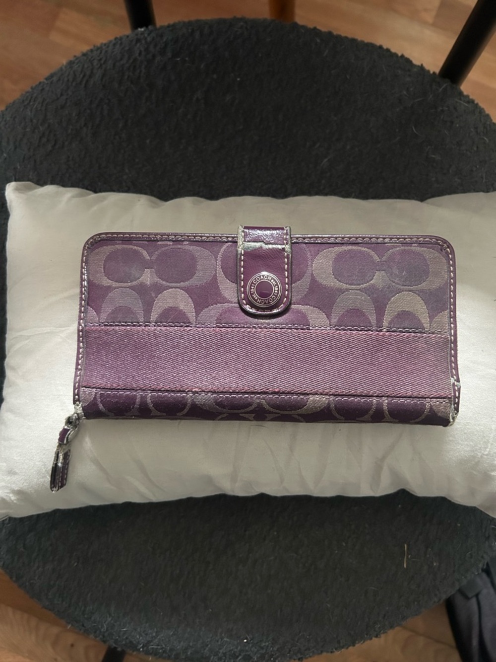 Vintage Coach Purple Zip-Around Wallet needs to be Refurbished
